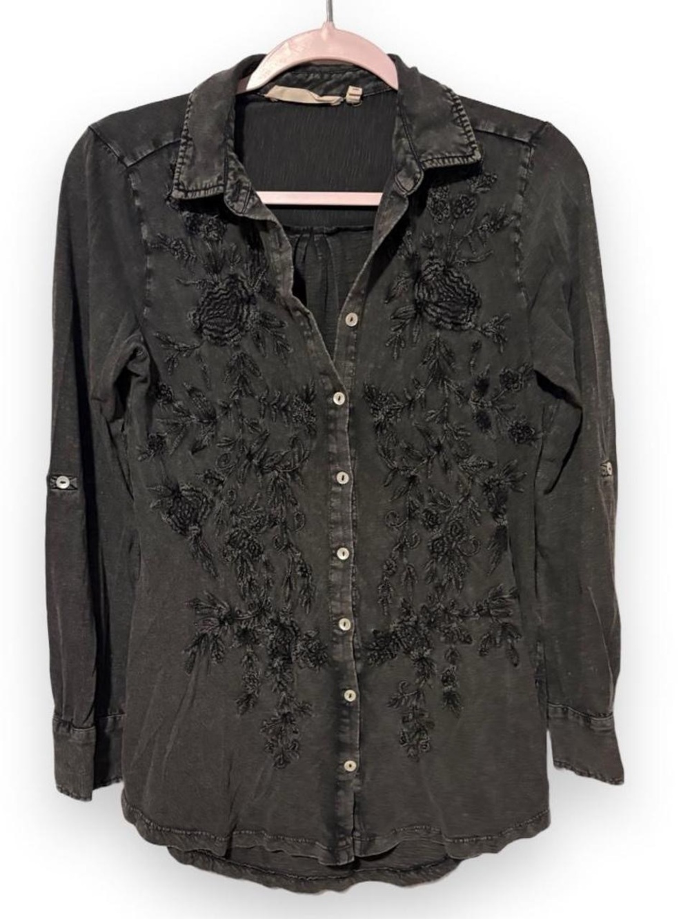 Boho western Soft Surroundings floral embroidered top xs